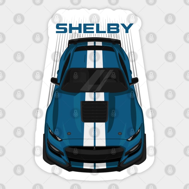 Ford Mustang Shelby GT500 2020-2021 - Ford Performance Blue - White Stripes Sticker by V8social